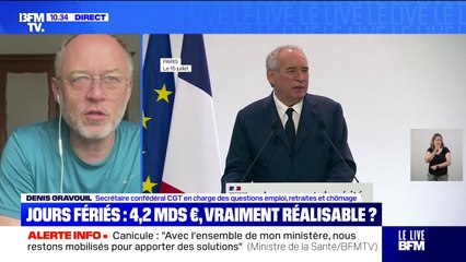 Suppression de deux jours fériés: "Il y a une très grande majorité de perdants", pour Denis Gravouil (CGT)