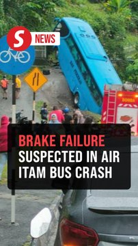 Six injured as factory bus crashes in hilly road near Air Itam