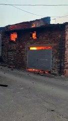 Fuego en el pueblo de Las Médulas