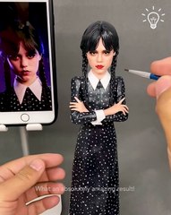 Making the Wednesday character with modelling clay