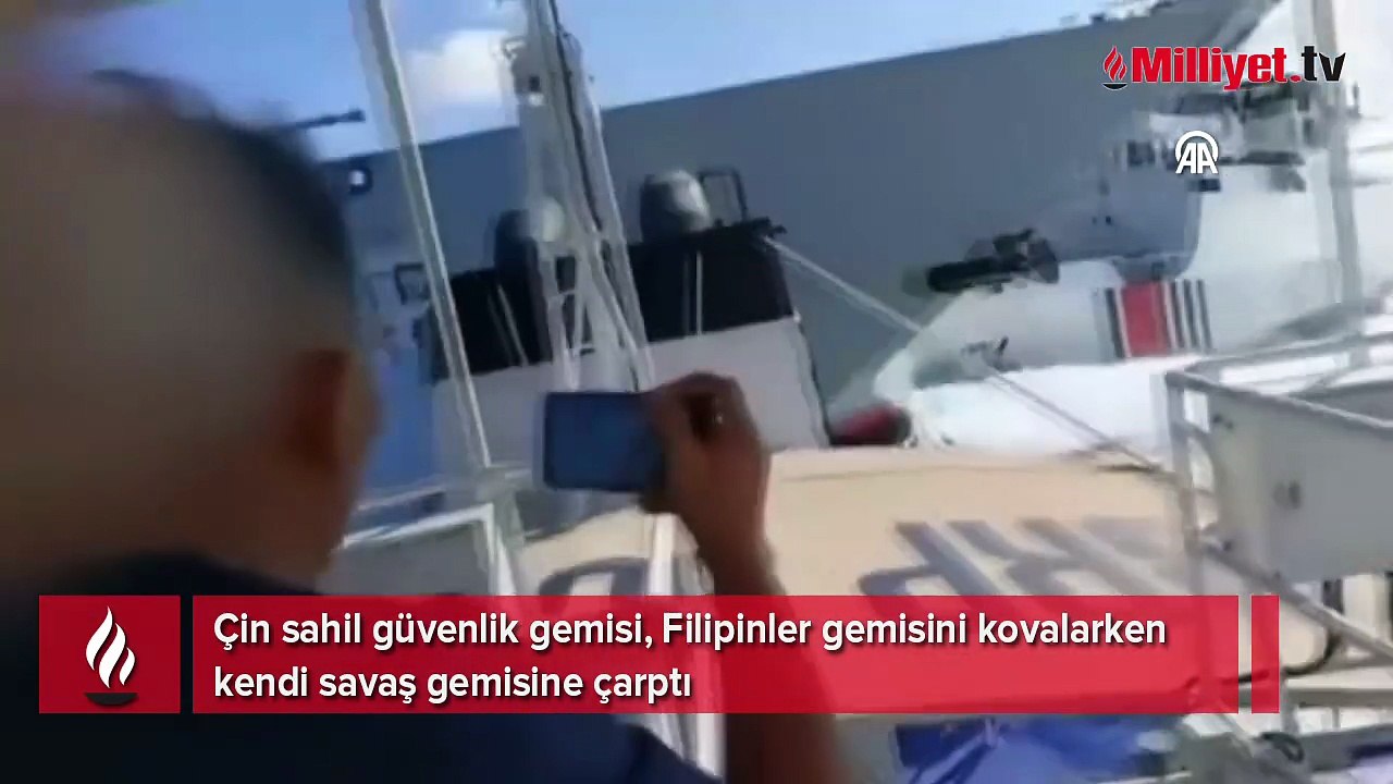 Çin sahil güvenlik gemisi, Filipinler gemisini kovalarken kendi savaş gemisine çarptı