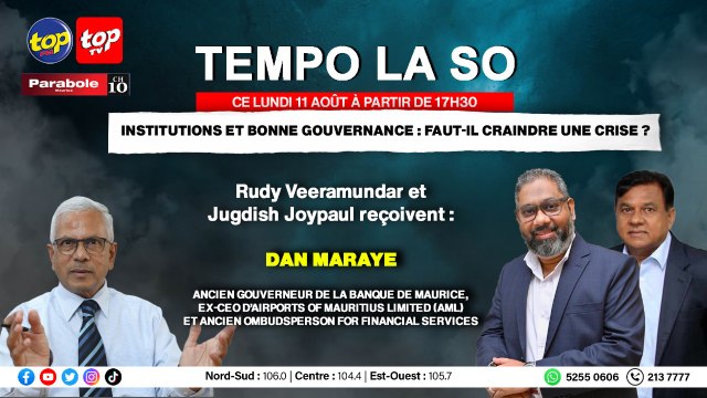 TEMPO LA SO: Rudy Veeramundar et Jugdish Joypaul recevront Dan Maraye