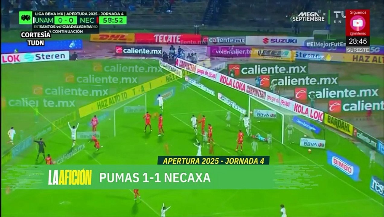 Pumas y Necaxa empatan en lluvioso debut de Keylor Navas en Ciudad Universitaria
