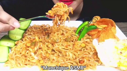 Eating Spicy Noodles With Fried Egg | ASMR Eating - Mukbang