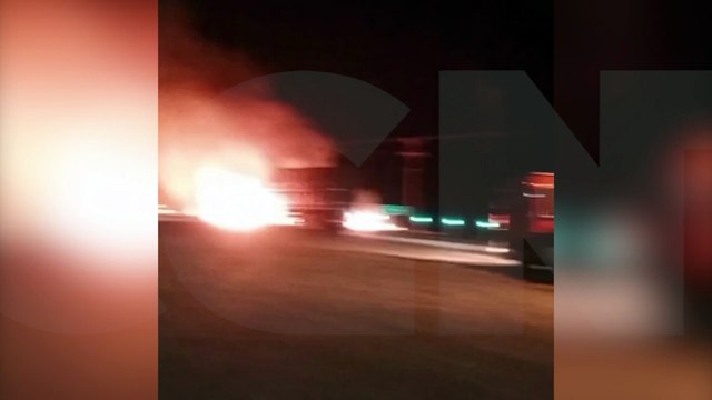 Vídeo: Caminhão pega fogo em acidente na BR-277, em Campo Bonito