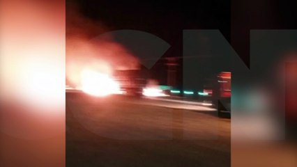 Vídeo: Caminhão pega fogo em acidente na BR-277, em Campo Bonito