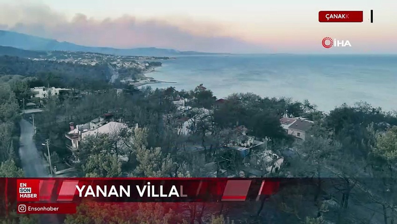 Çanakkale'de yanan villalar görüntülendi