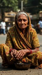 Close Up of a Poor Elderly Indian Woman  A Silent Story of Struggle
