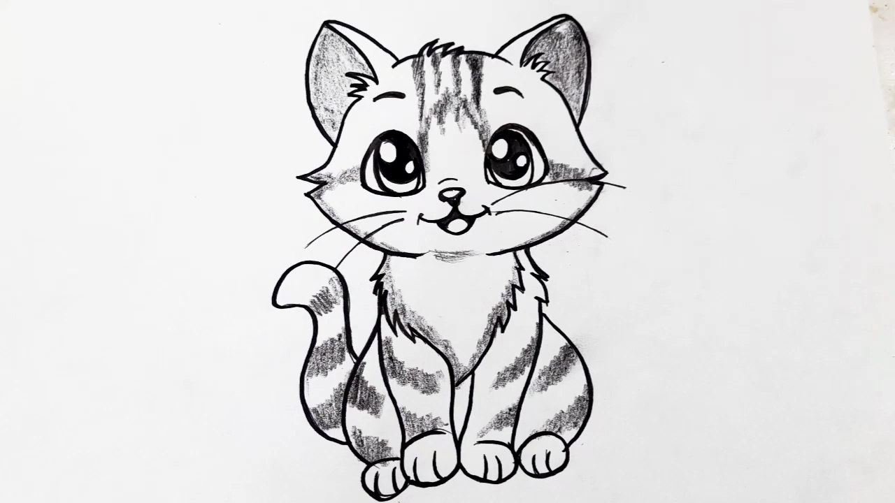 How to Draw a Cute Cat Step by Step 🐱 _ Easy Cat Drawing for Beginners