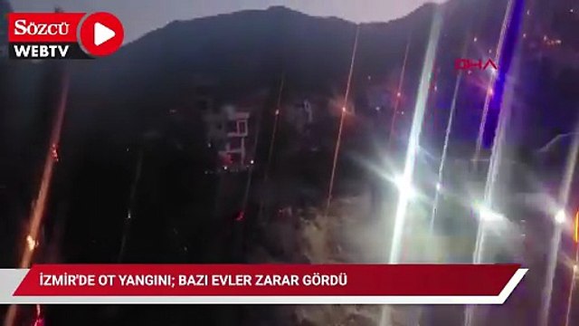 İzmir'de ot yangını; bazı evler zarar gördü