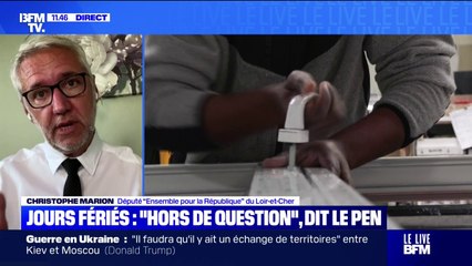 Suppression de deux jours fériés: "Le travail supplémentaire doit payer davantage", réclame Christophe Marion (Ensemble)
