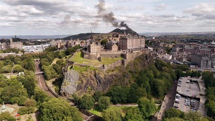 Drone footage shows Arthur's Seat on fire