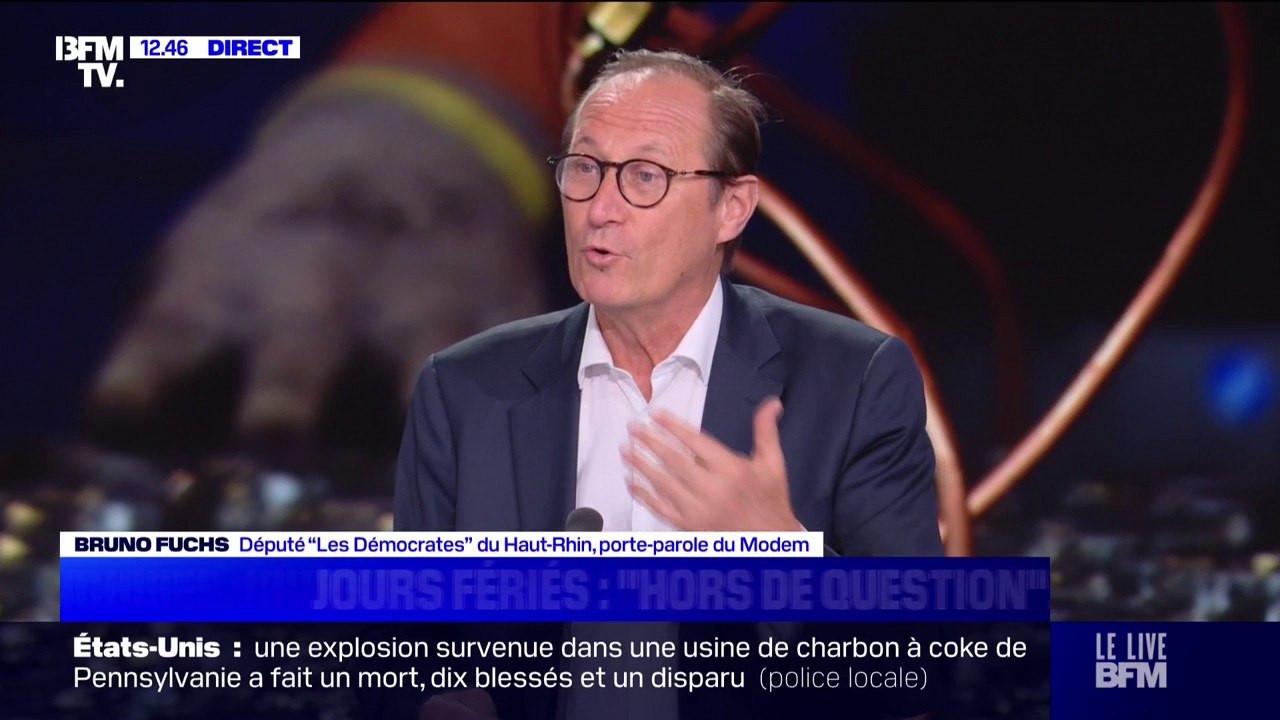 Suppression de deux jours fériés: "Je ne suis pas hostile à ce qu'il y ait une discussion avec les partenaires sociaux", explique Bruno Fuchs (Modem)