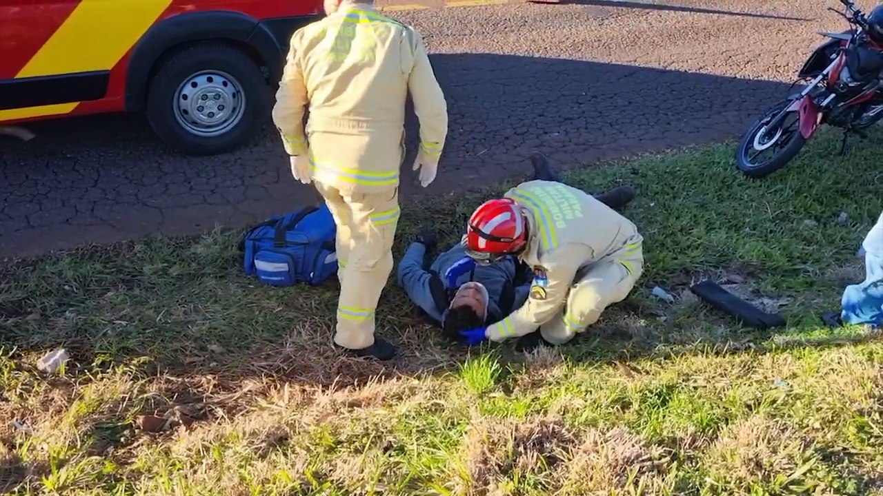 Motociclista fica ferido após colisão com carro na BR-277, em Cascavel