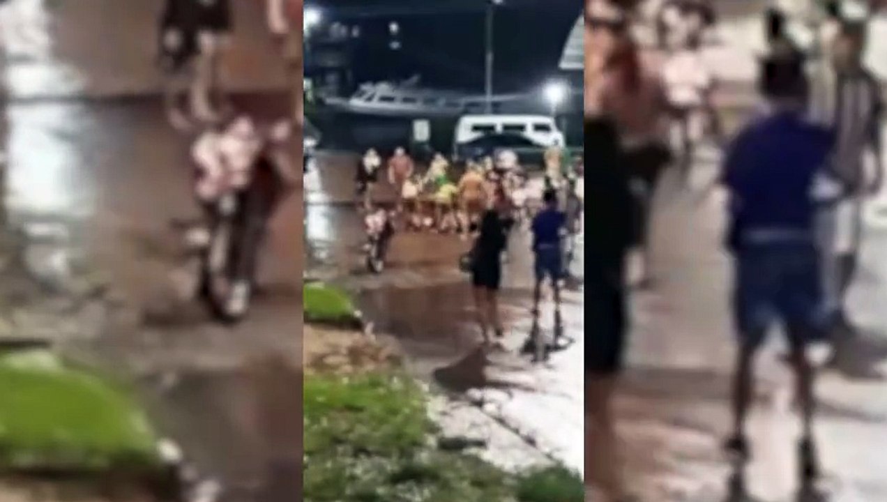 Ciumentas e arretadas: mulheres rolam no asfalto enquanto a chuva cai em Manaquiri