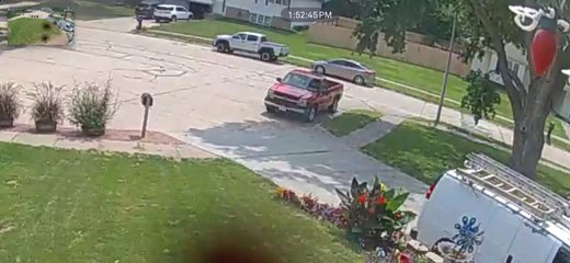 Big Tree Branch Falls on Parked Pickup Truck