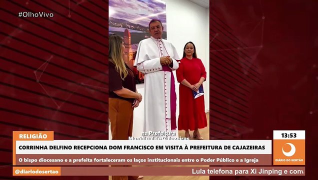CORRINHA DELFINO RECEPCIONA DOM FRANCISCO EM VISITA À PREFEITURA DE CAJAZEIRAS