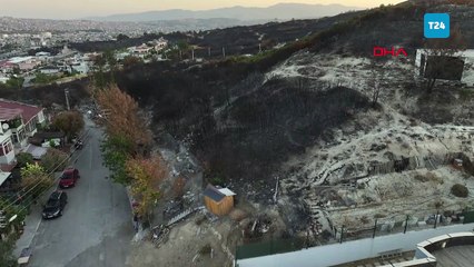 İzmir'deki orman yangınında yanan alanlar havadan görüntülendi