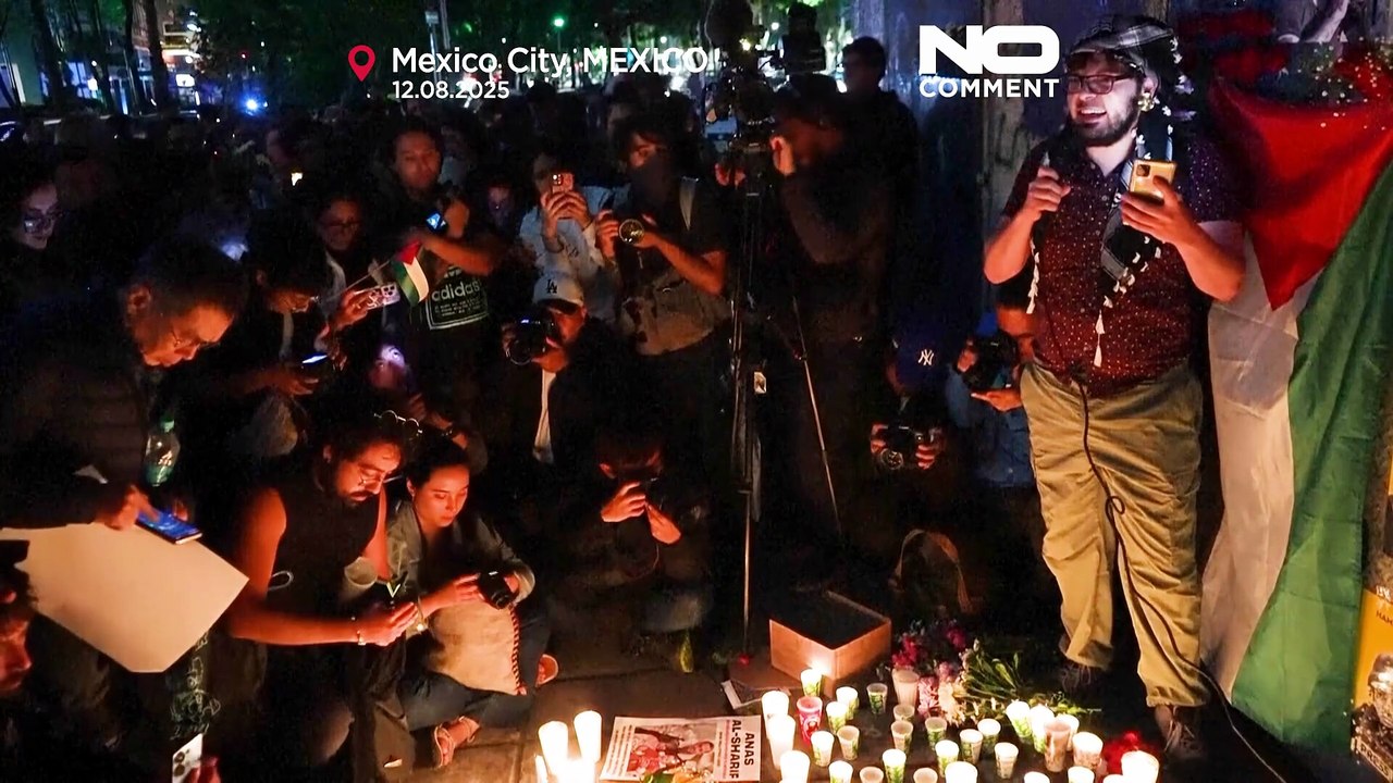 Demonstration in Mexiko-Stadt gegen israelischen Angriff, der Journalisten in Gaza tötete