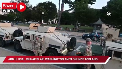 ABD Ulusal Muhafızları Washington Anıtı önünde askeri araçlarla toplandı