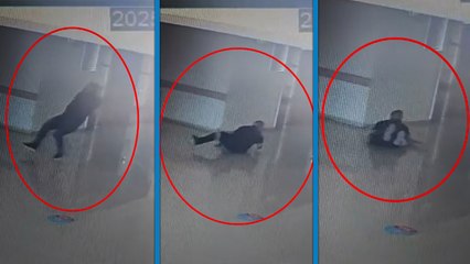 Hastanede ‘mavi kod’ verilen hastaya müdahaleye giderken düştü, o anlar kamerada