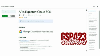 APIs Explorer: Cloud SQL | GSP423