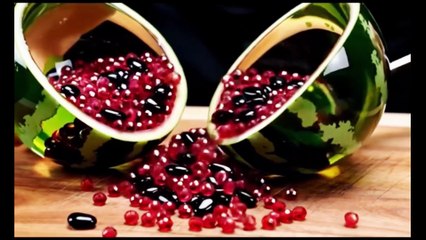 Cutting some glass fruits with glass knife