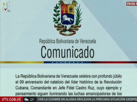 Venezuela celebra 99 años del natalicio del Comandante en Jefe de la Revolución Cubana Fidel Castro