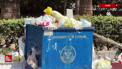 İzmir'de toplanmayan çöpler tepkilere neden oldu
