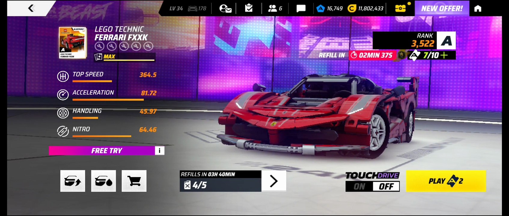 LEGO Technic Ferrari FXX K All Tour Runs | Legacy of Speed Season -- Asphalt Legends