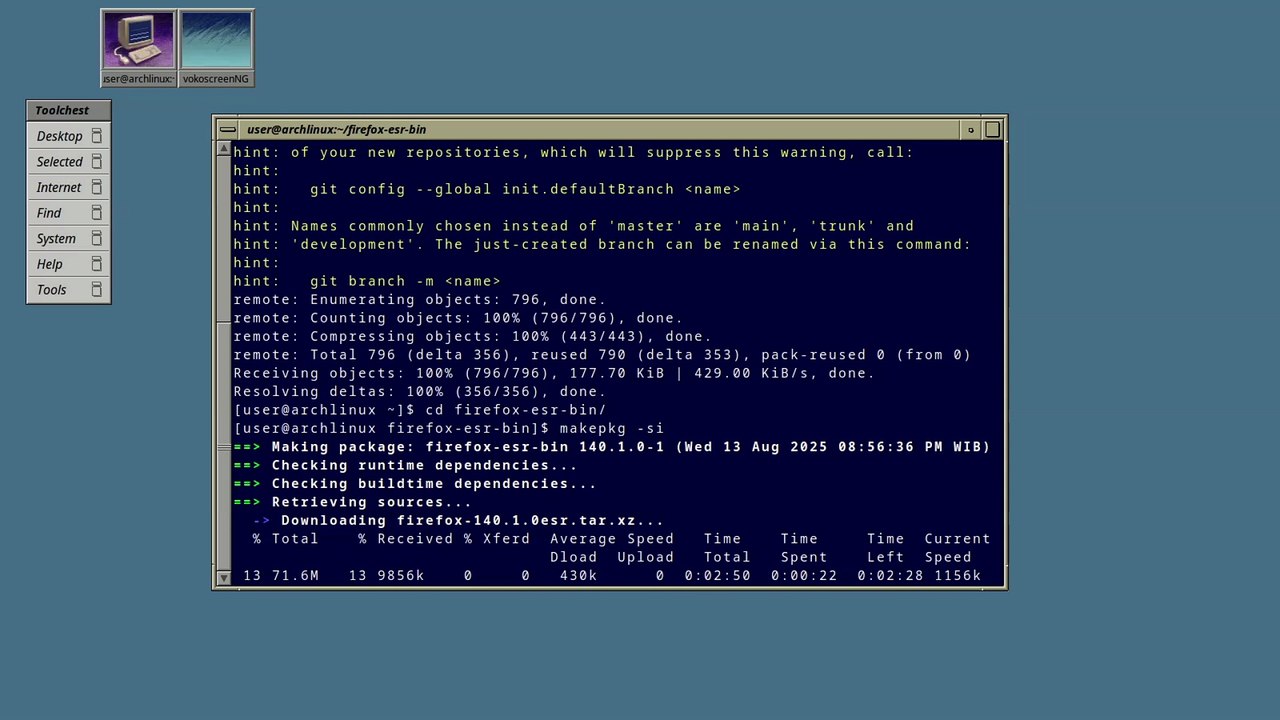 firefox-esr setup on arch linux