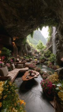 Cave Resort Paradise, Waterfall, Camping & Tourism Adventure, Dream Vacation, Nature Lovers