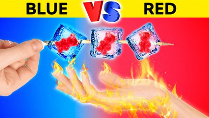 Blue VS Red Food Challenge | Eating Mermaid Food! Eating 1 Color For 24h by 123GO! SCHOOL