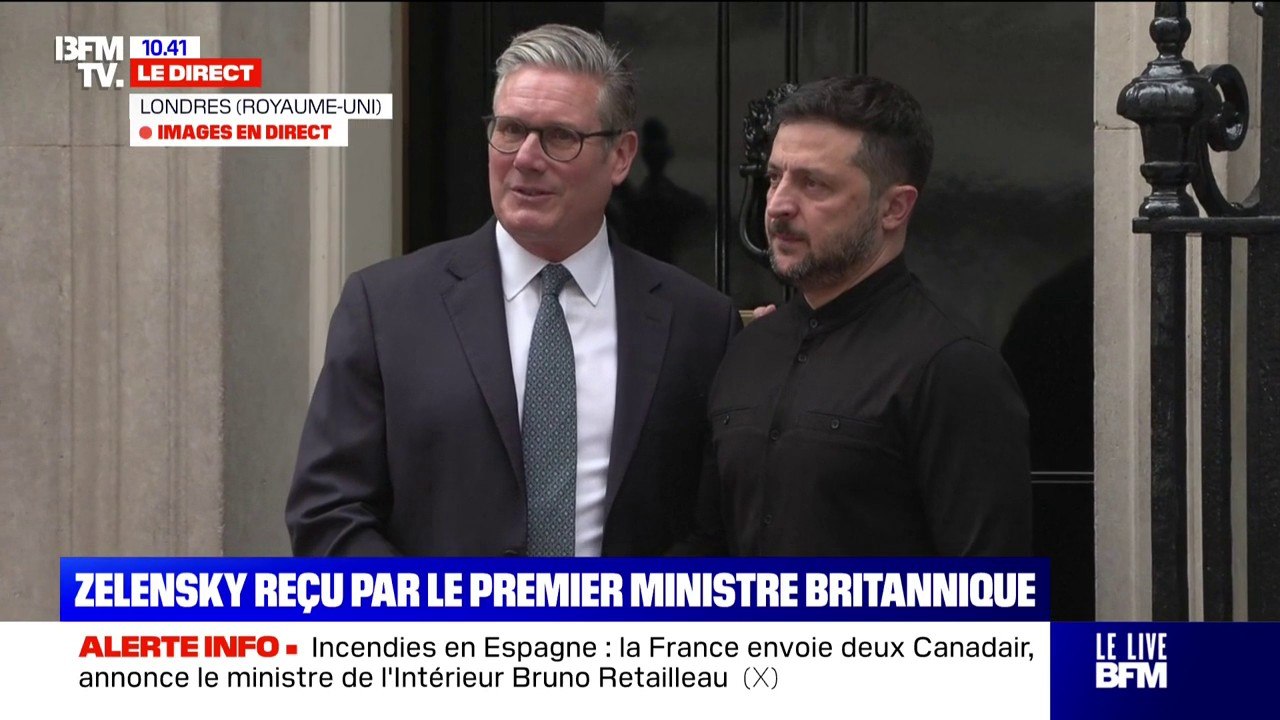 Volodymyr Zelensky reçu à Londres par le Premier ministre britannique Keir Starmer à la veille du sommet entre Donald Trump et Vladimir Poutine