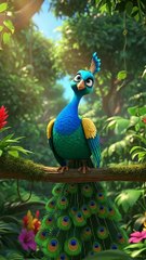 🦚✨ Peacock on Tree Branch – Mesmerizing Colors in Motion 🌳🎥