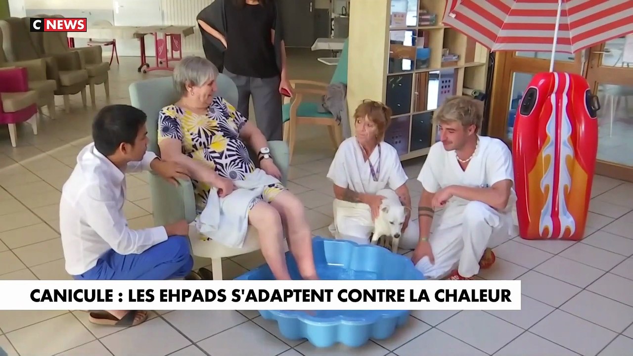 Canicule: Avec les fortes chaleurs qui touchent la France depuis plusieurs jours, le personnel des Ehpad s’adapte pour garder les résidents au frais - VIDEO