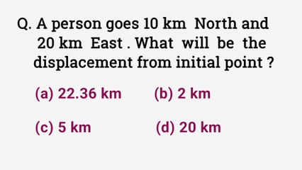 A person goes 10km north and 20km east. what will be the displacement from initial point?