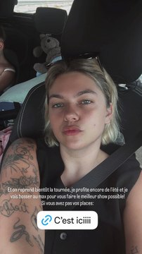 Louane en vacances, elle va bientôt reprendre sa tournée Solo Tour . Story publiée sur Instagram le 14 août 2025.