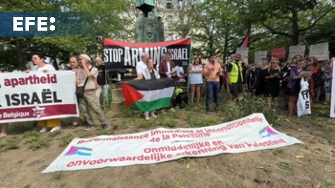 Activistas se solidarizan con el pueblo palestino en Bruselas mientras los diputados belgas debaten sobre Gaza