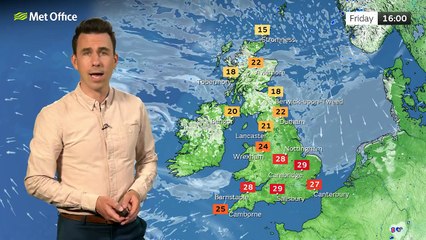 Met Office Thursday Evening weather forecast 14/08/2025