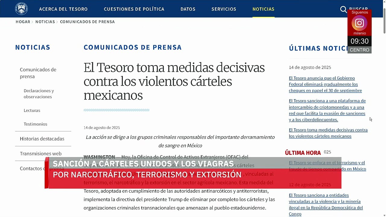 EU sanciona a Cárteles Unidos y 'Los Viagras' por narcotráfico, terrorismo y extorsión