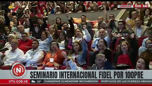 Desarrollo del seminario internacional Fidel por 100pre en el Teatro Bolívar de Caracas