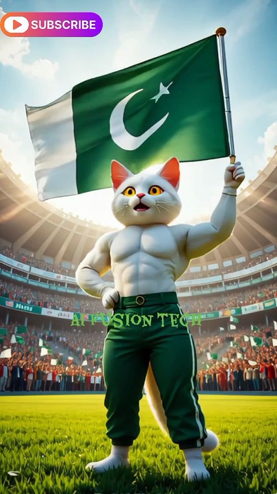 August 11, 2025White Cat Waving Flag in Stadium 🇵🇰✨🐱 Pak Pride Purr! | 14 August Celebration