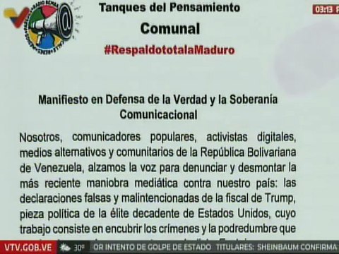 Movimiento de Comunicadores Alternativos rechaza la maniobra mediática contra Venezuela