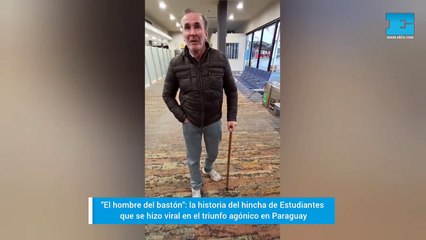 "El hombre del bastón": un hincha de Estudiantes se hizo viral en los festejos