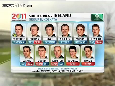 2011 CWC | South Africa vs Ireland, 34th Match, Group B at Kolkata