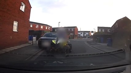 Quad bike flips while ramming Liverpool police car