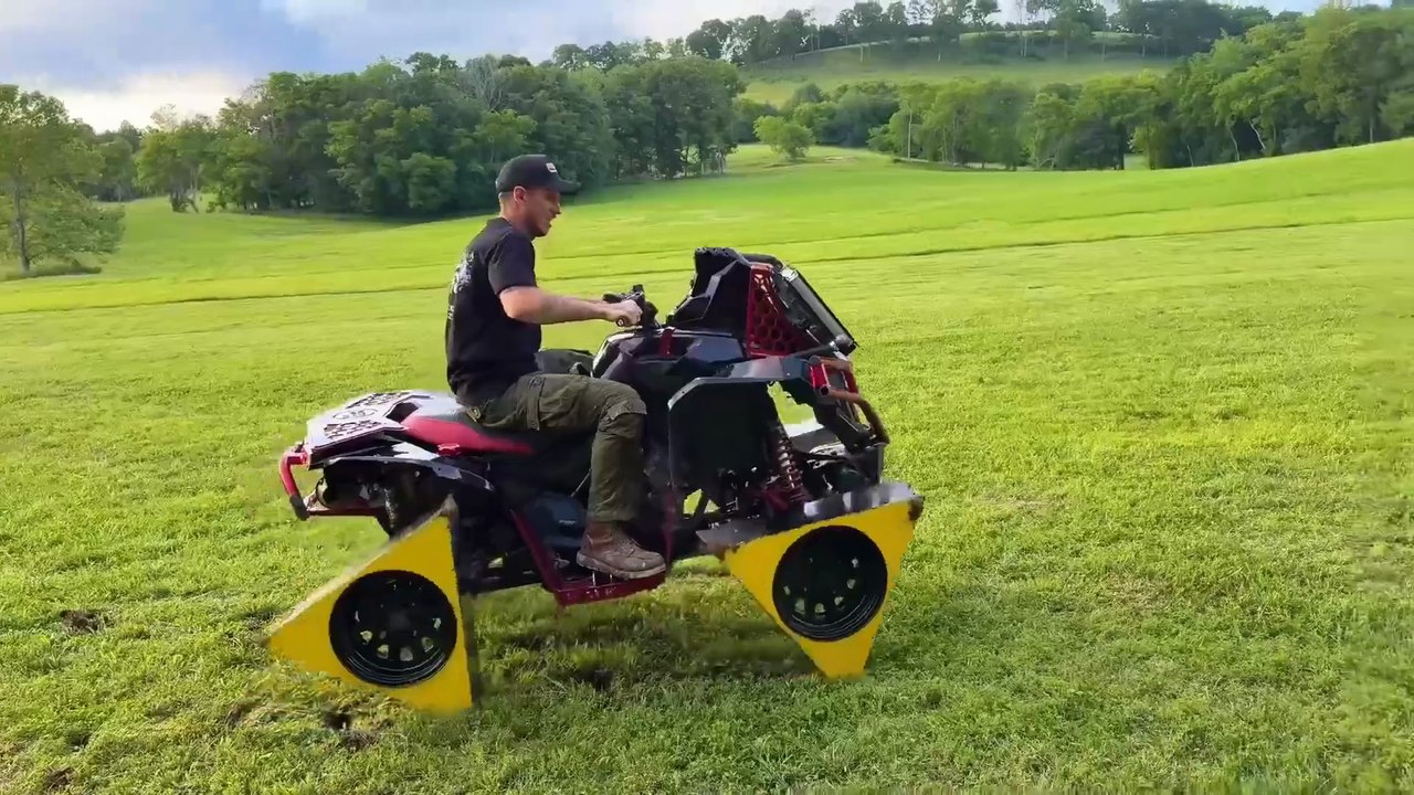 4 wheeler car on triangle tires epic car video