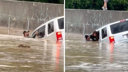 Heart-stopping moment Good Samaritan pulls woman from submerged car in Tennessee floods
