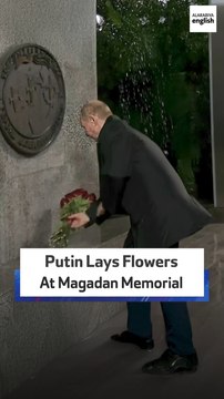 Putin Lays Flowers At Magadan Memorial